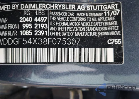 2008 Mercedes-Benz C 300 Luxury/Sport z USA, uszkodzony, nr VIN WDDGF54X38F075307